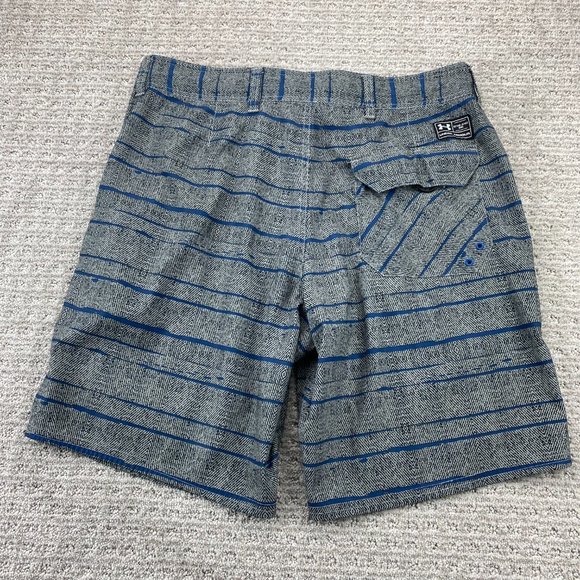 Under ARMOUR UA Swim Shorts Men 34 Gray Blue Striped Board Short Pants Outdoor - Picture 6 of 13